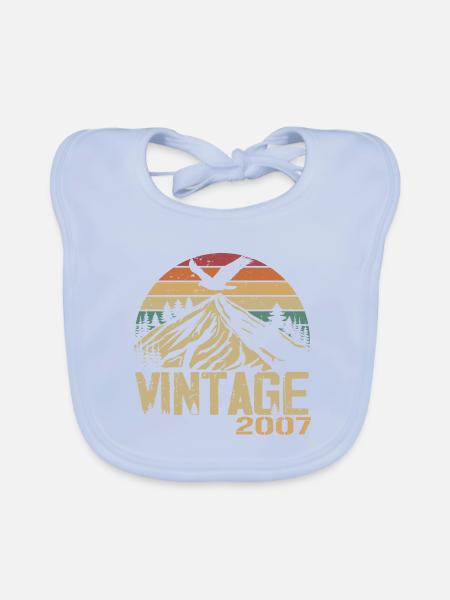 Vintage 2007 Retro 2007 Anniversary Gift - Organic Baby Bibs - sky blue - Front