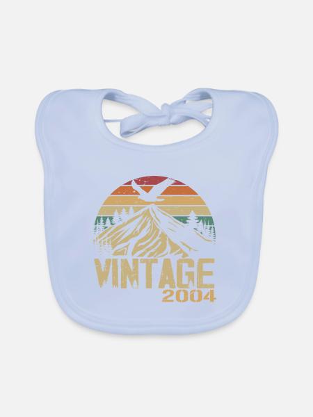 Vintage 2004 Cadeau Anniversaire 2004 Retro 2004 - Bavoir bio Bébé - bleu ciel - Devant