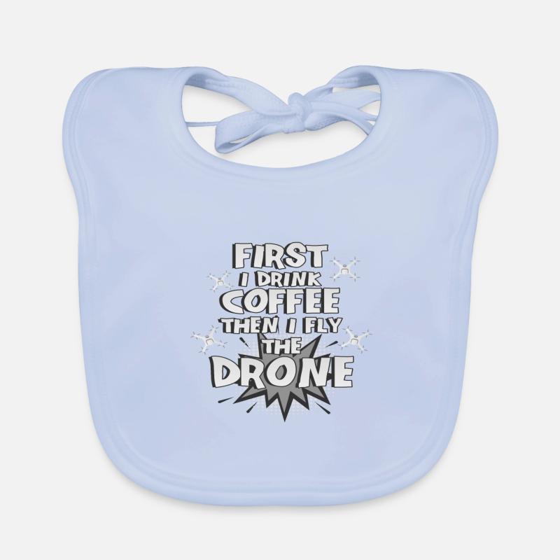 Drone Pilot Geschenke First Drink Coffee Fly Drone Baby Bio-Lätzchen
