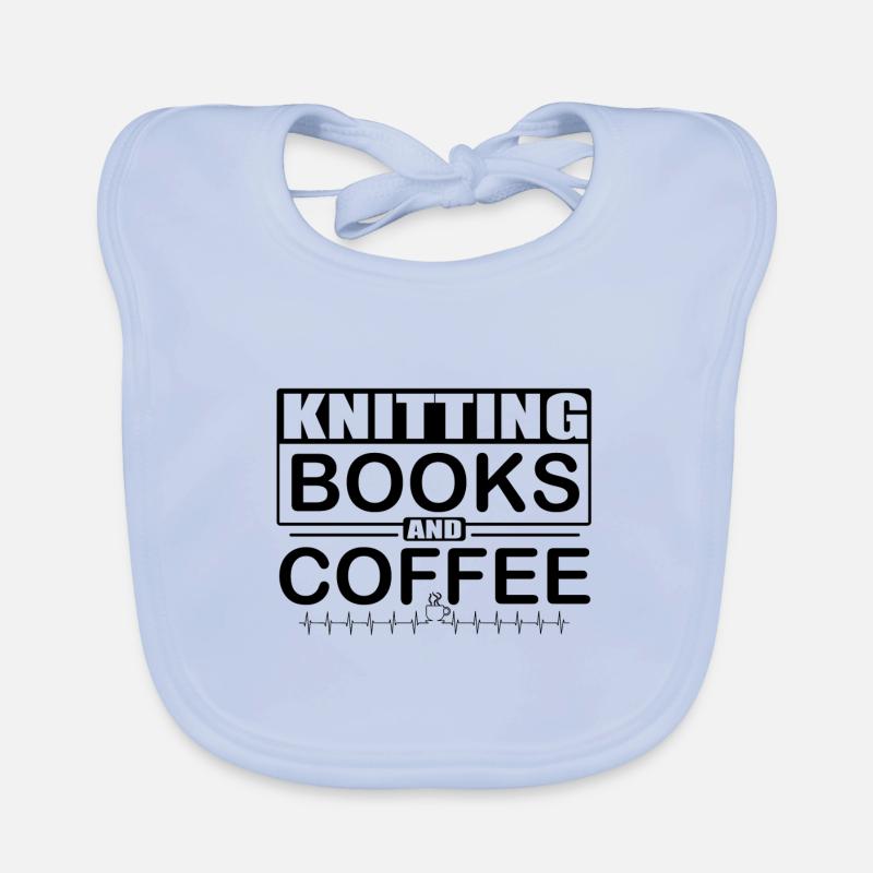 Strickbücher und Kaffee Spaß Stricker Geschenkidee Baby Bio-Lätzchen