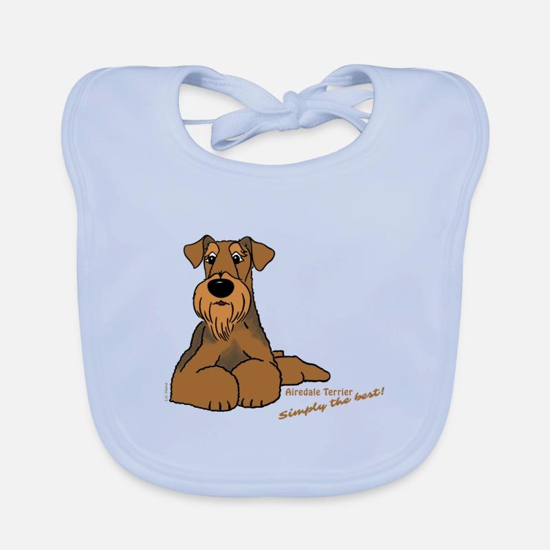 Airedale Terrier liegend Baby Bio-Lätzchen