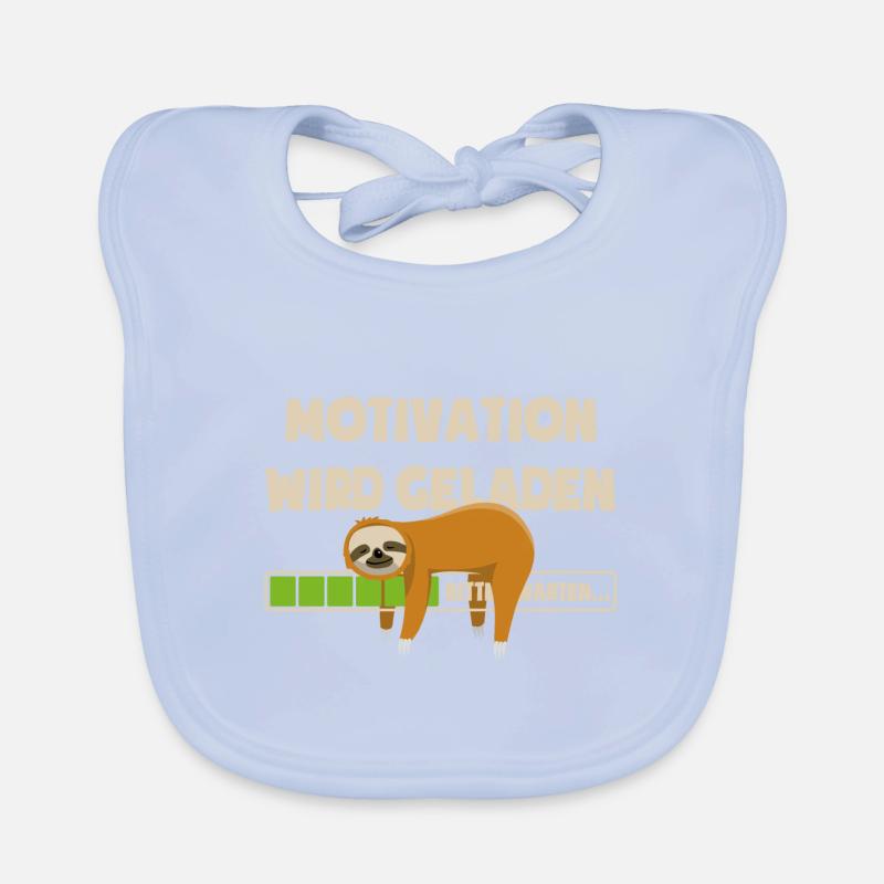 Faultier - Motivation wird geladen - bitte warten - Baby Bio-Lätzchen - sky Blue