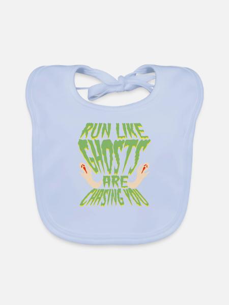 Halloweem Fun Run Wie Geister jagen Sie - Baby Bio-Lätzchen - sky Blue - Vorne