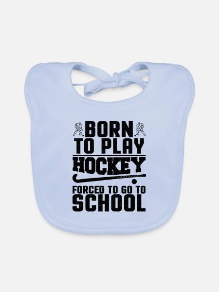 Eishockey geboren, um Eishockey zu spielen - Baby Bio-Lätzchen - sky Blue - Vorne