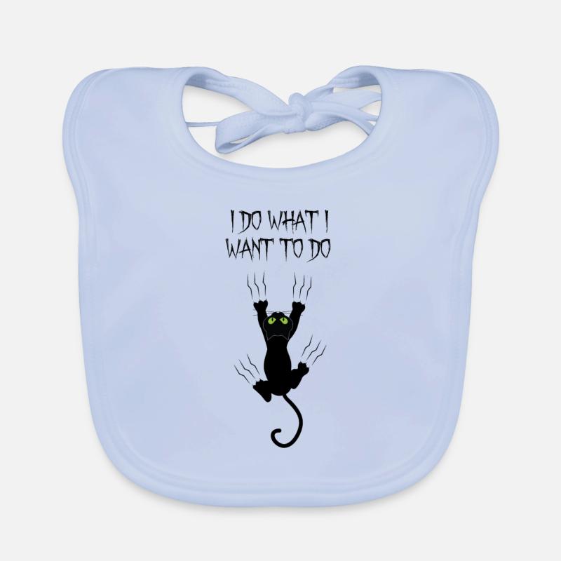 Amant de chat impermédique et sarcastique Cadeau je fais ce que je fais - Bavoir bio Bébé - bleu ciel