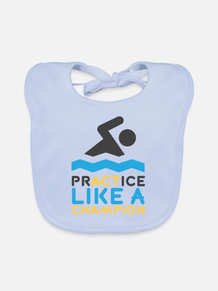 Pratique de la natation comme une championne de natation - Bavoir bio Bébé - bleu ciel - Devant