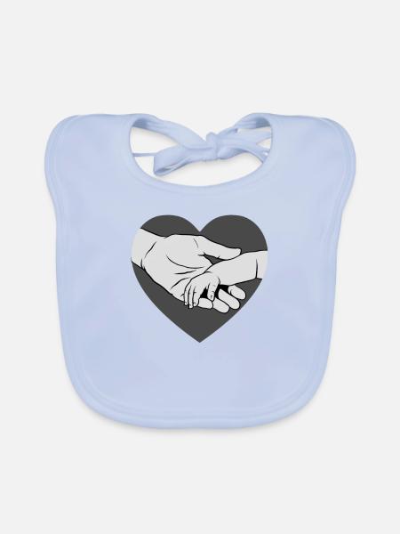 Nouveau papa se tenant la main avec la fête des pères - Bavoir bio Bébé - bleu ciel - Devant