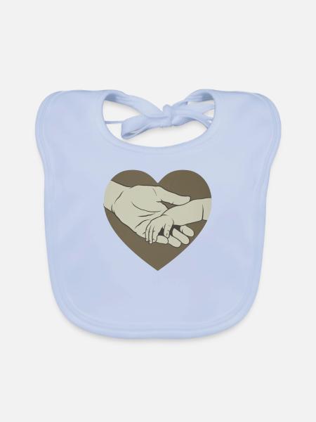 Vater und Kind lieben neuen Vater, der Babys Hand hält - Baby Bio-Lätzchen - sky Blue - Vorne