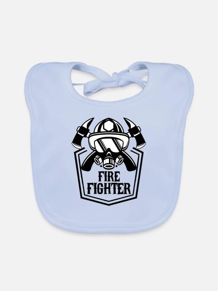 Feuerwehrmann Feuerwehrmann Feueraxt Ersthelfer - Baby Bio-Lätzchen - sky Blue - Vorne