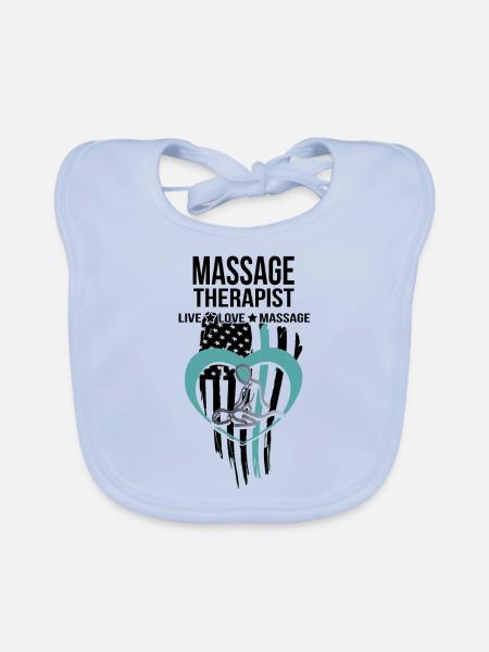 Massothérapeute Cadeau Live Love Massage Massage - Bavoir bio Bébé - bleu ciel