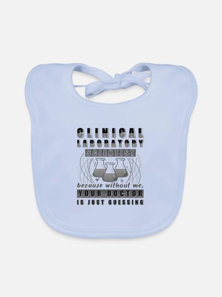 Scientifique clinique de laboratoire sans moi docteur - Bavoir bio Bébé - bleu ciel - Devant