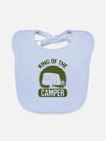 Camping Gifts King of the Camper Gifts - Organic Baby Bibs - sky blue - Front