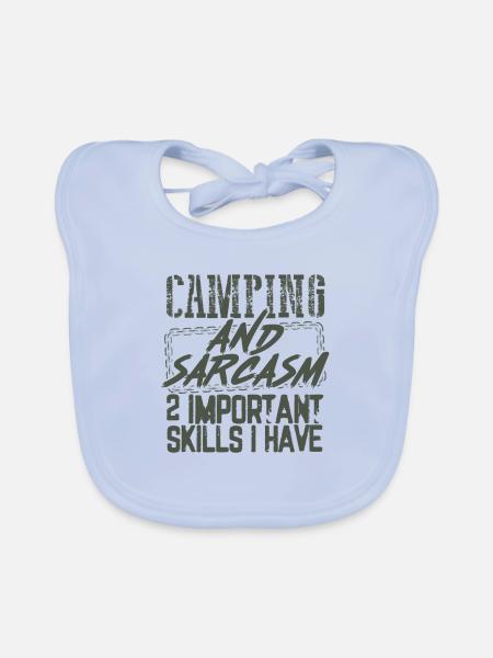 Camper Geschenke Camping und Sarkasmus 2 Wichtig - Baby Bio-Lätzchen - sky Blue - Vorne