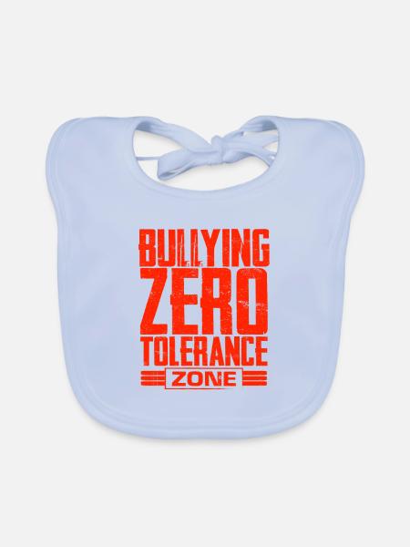 Anti-Mobbing-Geschenke Null-Toleranz-Zone Nein - Baby Bio-Lätzchen - sky Blue - Vorne