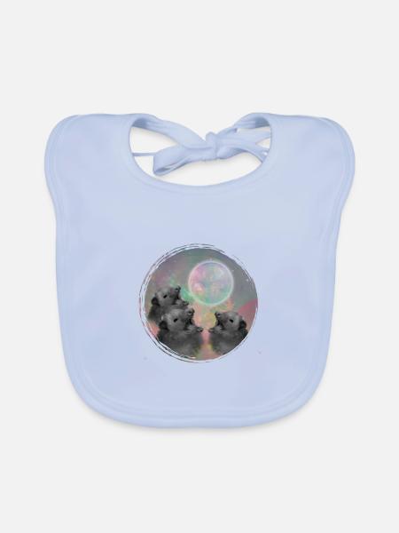 Opossum Lover Gift Cadeau nocturne Opossum - Bavoir bio Bébé - bleu ciel - Devant