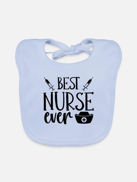 Nurse Gift for Best Nurse Ever Fun Nursing Gifts - Organic Baby Bibs - sky blue - Front