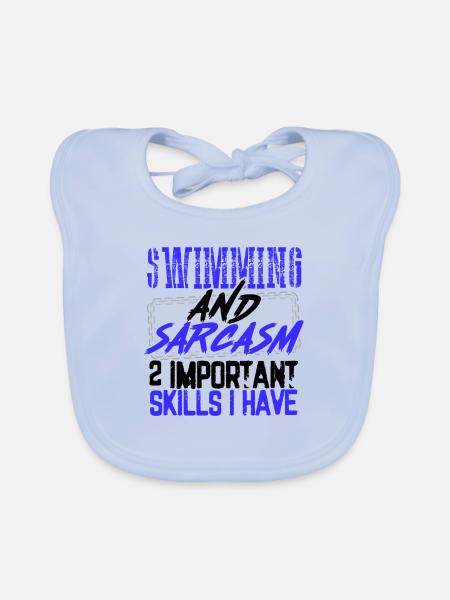 Schwimmer-Geschenkideen Schwimmen und Sarkasmus 2 - Baby Bio-Lätzchen - sky Blue - Vorne
