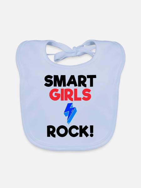 Women Empowerment Gift Smart Girls Rock Smart Girl - Organic Baby Bibs - sky blue - Front