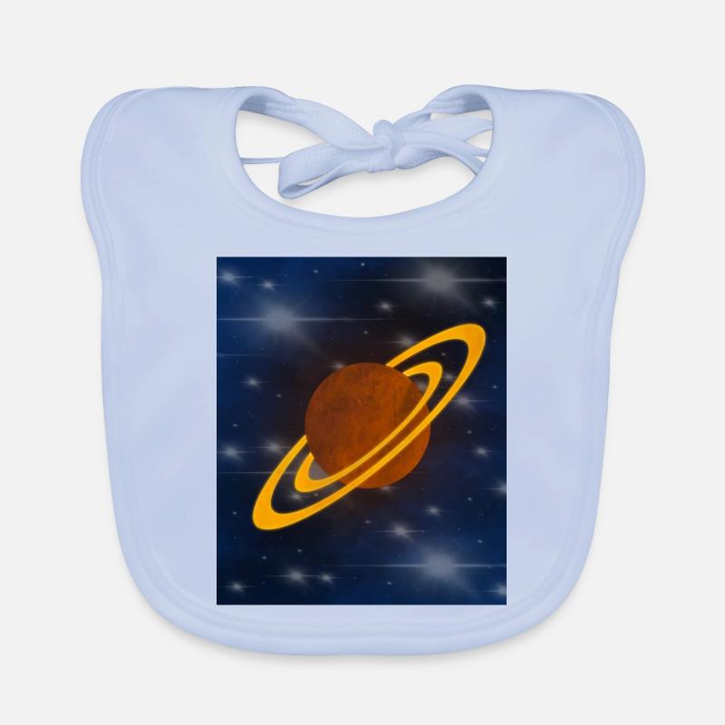 Conception de planètes - Saturne - Bavoir bio Bébé - bleu ciel