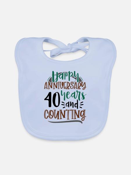 Happy Anniversary 40 Years and Counting 40th - Organic Baby Bibs - sky blue - Front