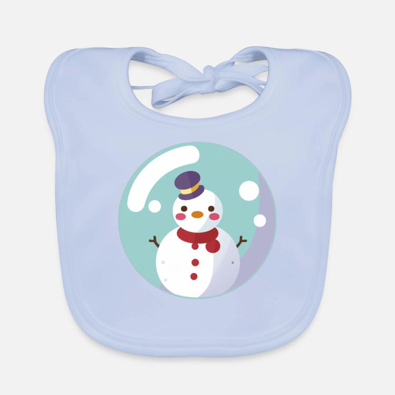 Schneeman Snow Globe Organic Baby Bibs