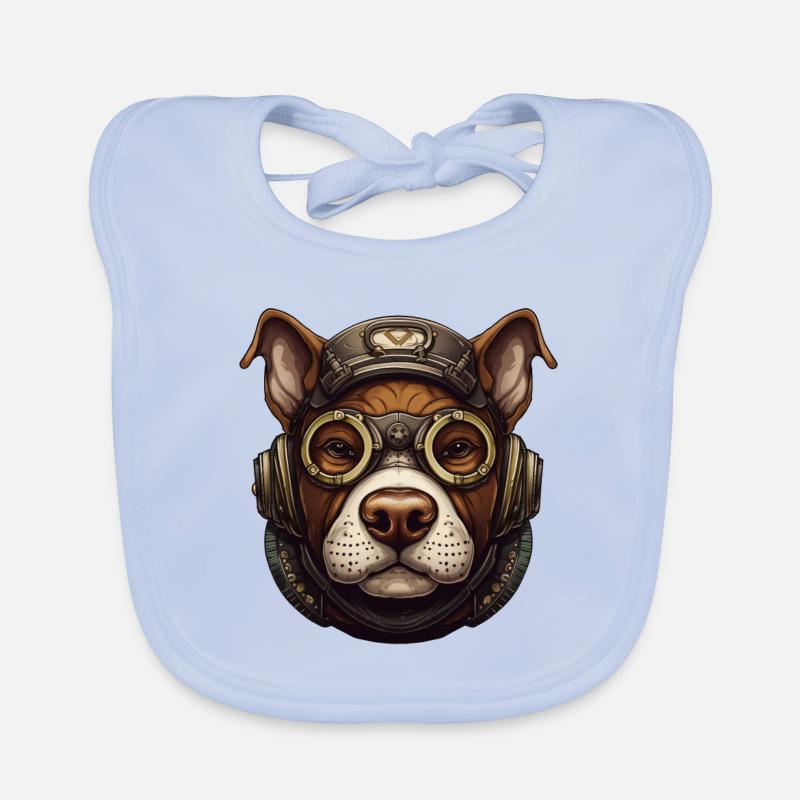 Steampunk Pitbull Chien Amoureux Cadeau Steampunk Bavoir bio Bébé
