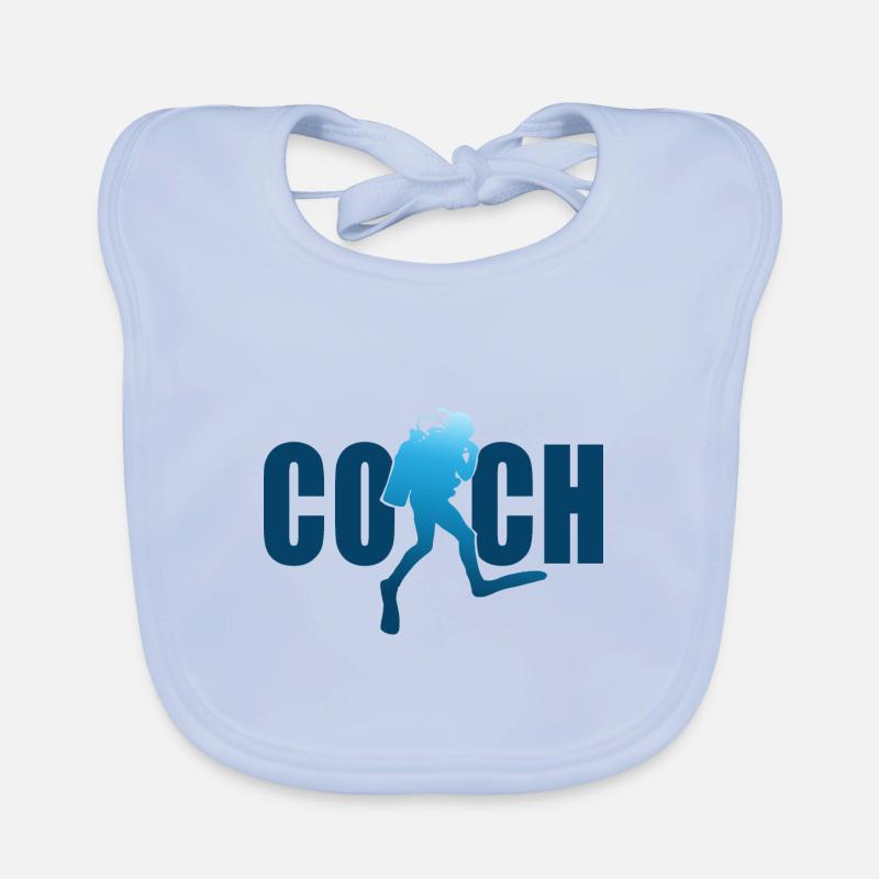 coach plongée sous marine coach plongeur - Bavoir bio Bébé - bleu ciel