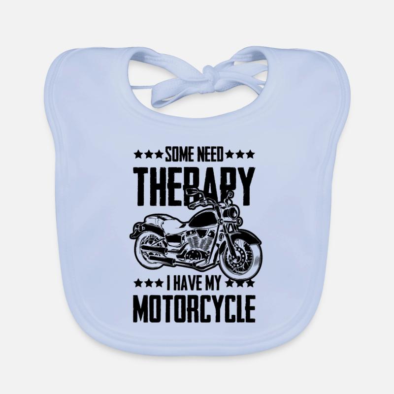 Motorcycle Therapy Funny Saying Organic Baby Bibs