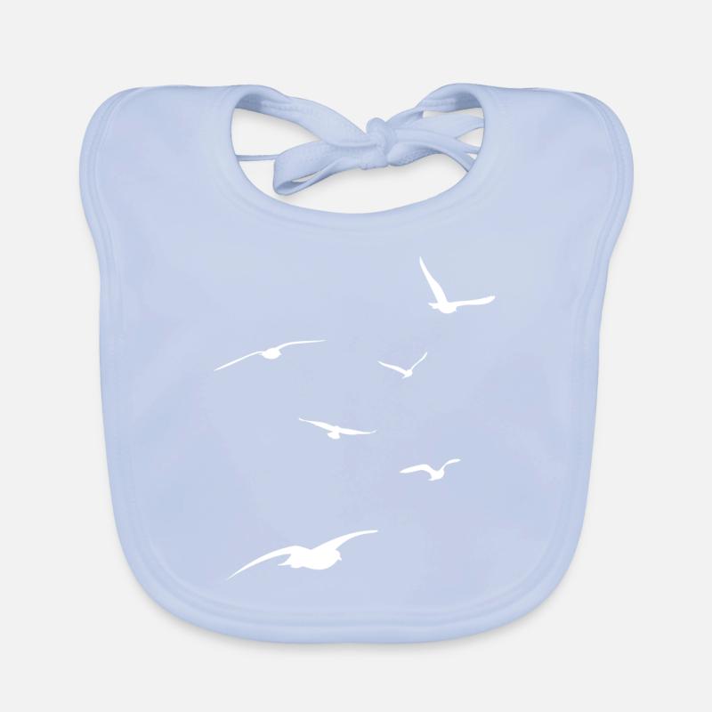 Volée de mouettes - vacances à la mer - plage - ciel Bavoir bio Bébé