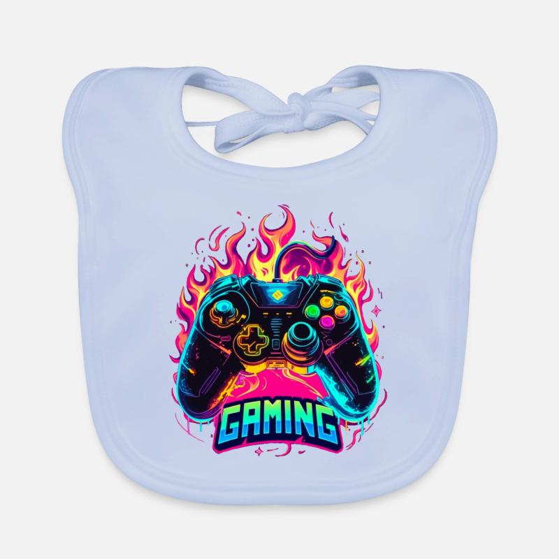 Gaming Controller Flammen Kunst Baby Bio-Lätzchen
