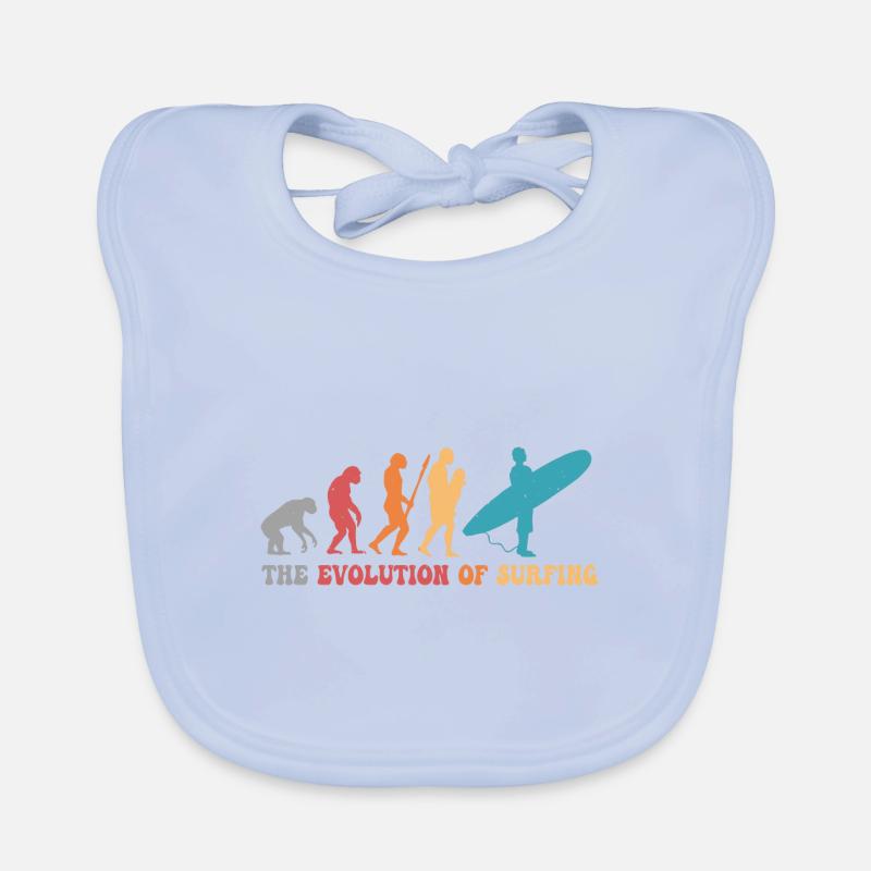 Surf evolution of surfing Surfer humor Organic Baby Bibs