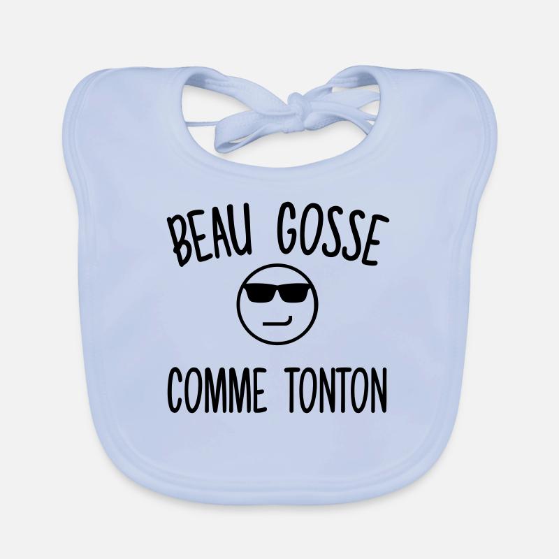 Beau gosse comme tonton - Bavoir bio Bébé - bleu ciel