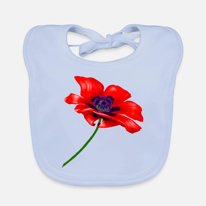 Rote Mohnblüte,red poppy Baby Bio-Lätzchen