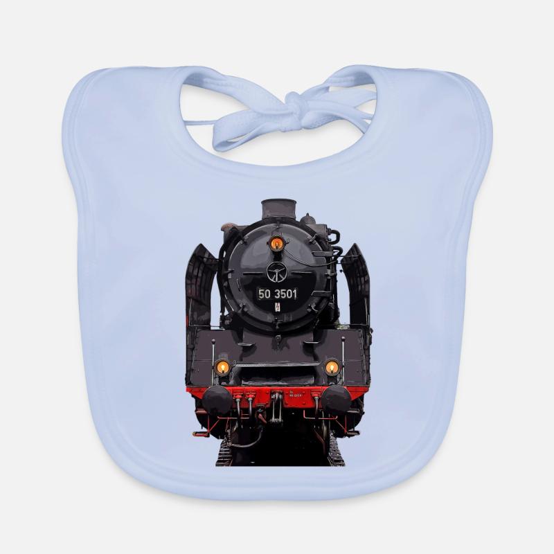 Locomotive à vapeur 50 3501 - Bavoir bio Bébé - bleu ciel