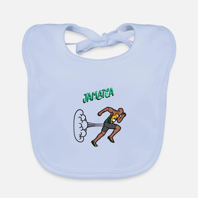 Sprinter / Usain Bolt / Jamaika - Geschenkidee - Baby Bio-Lätzchen - sky Blue