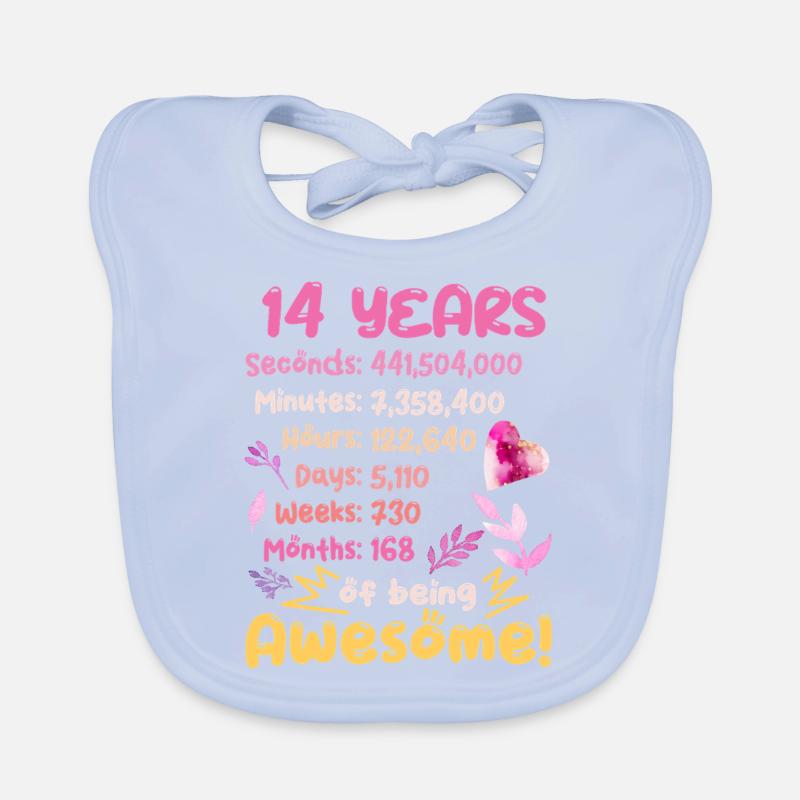 14 years old! Birthday Gift 14th Birthday Organic Baby Bibs