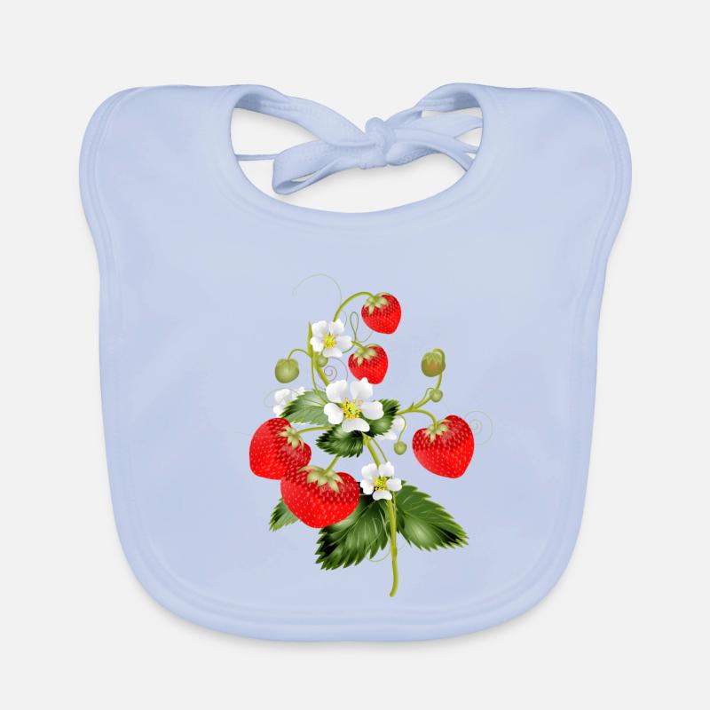 filigrane Erdbeeren Pflanze mit Erdbeeren Blüte - Baby Bio-Lätzchen - sky Blue