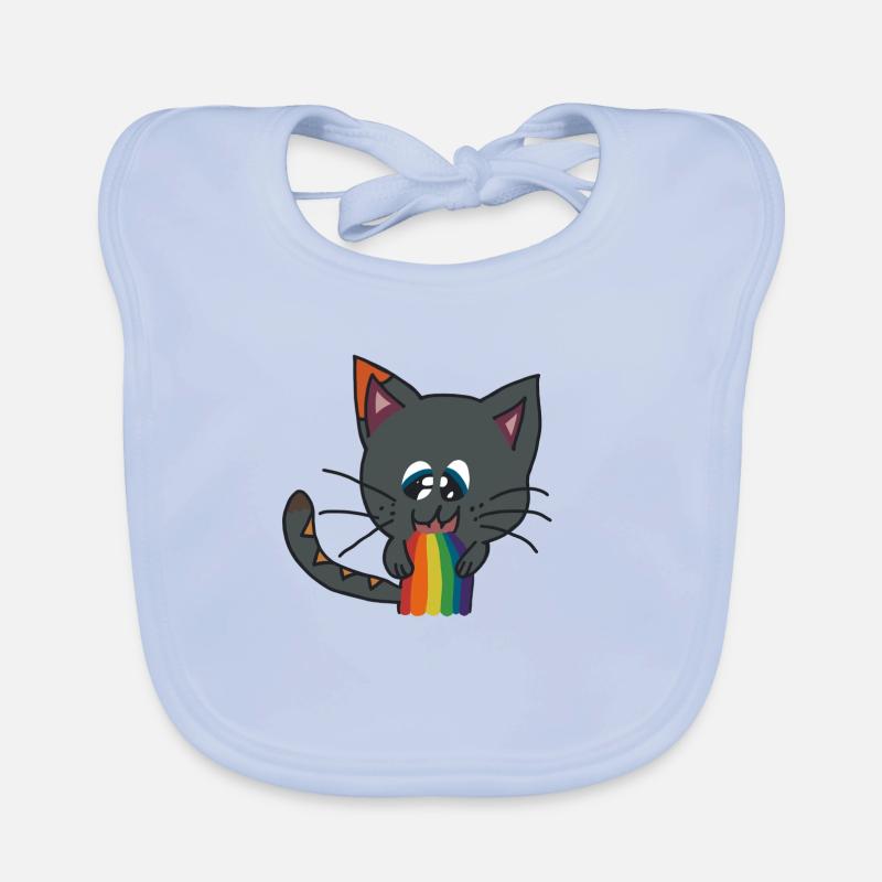 Katze und Regenbogen Baby Bio-Lätzchen