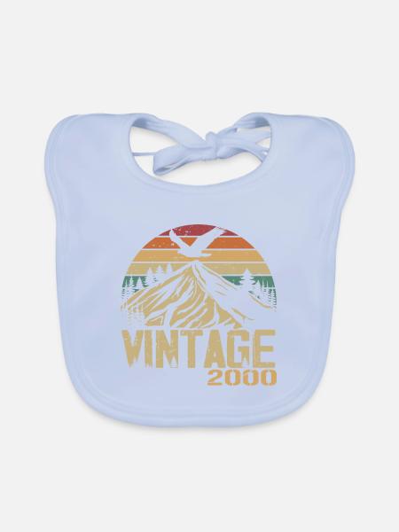Vintage 2000 Retro 2000 Anniversary Gift - Organic Baby Bibs - sky blue - Front