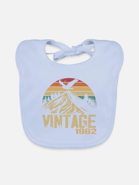 Vintage 1962 Cadeau Anniversaire 1962 Retro 1962 - Bavoir bio Bébé - bleu ciel - Devant