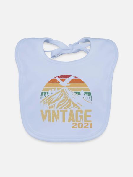 Vintage 2021 Retro 2021 Anniversary Gift - Organic Baby Bibs - sky blue - Front