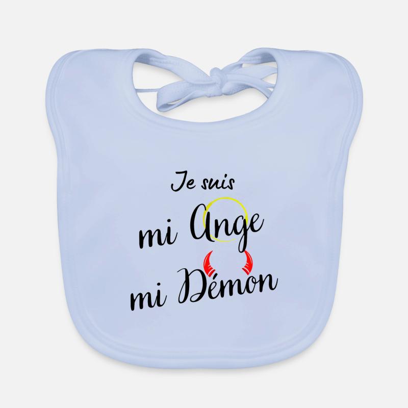 Je suis mi Ange mi Démon - Bavoir bio Bébé - bleu ciel