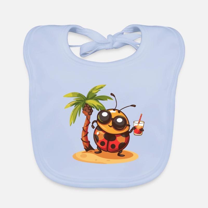 Ladybug Summer Beach Vacation Organic Baby Bibs