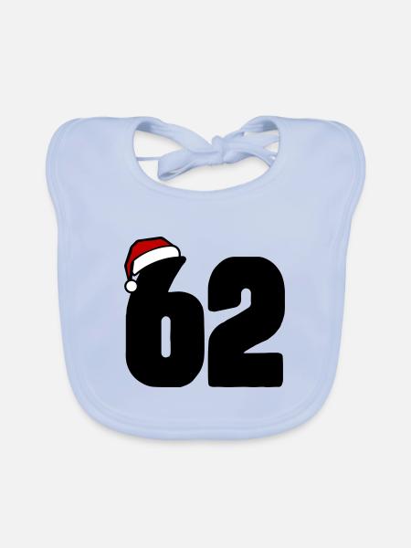 62 Numéro Noël - Bavoir bio Bébé - bleu ciel - Devant