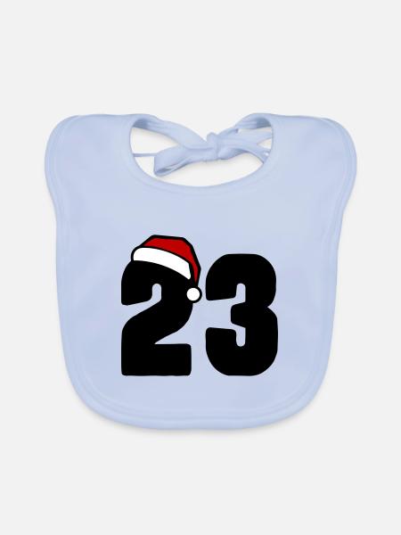 23 Numéro Noël - Bavoir bio Bébé - bleu ciel - Devant