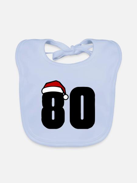 80 Numéro Noël - Bavoir bio Bébé - bleu ciel - Devant