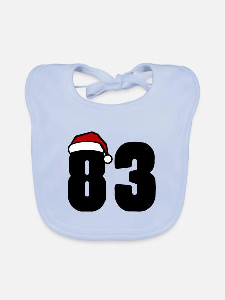 83 Numéro Noël - Bavoir bio Bébé - bleu ciel - Devant