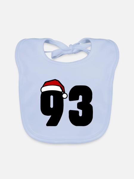 93 Numéro Noël - Bavoir bio Bébé - bleu ciel - Devant