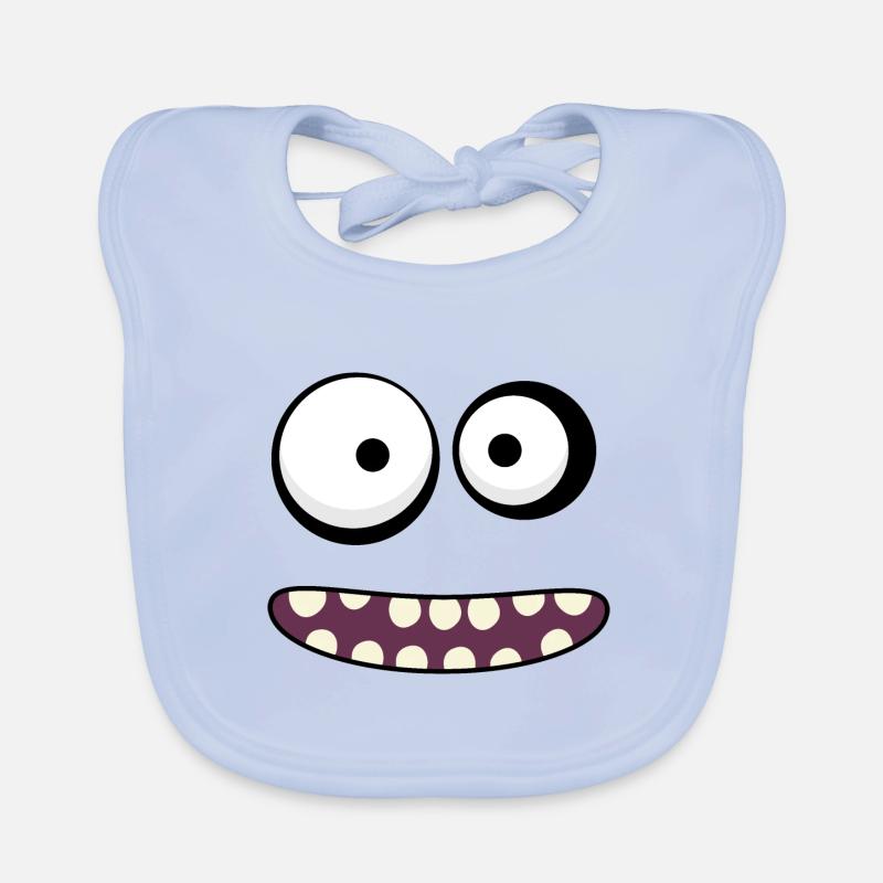 Visage de monstre - Bavoir bio Bébé - bleu ciel