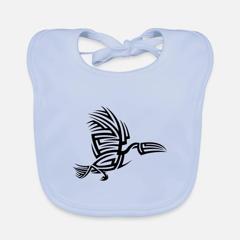 Tatouage tribal Toucan - Bavoir bio Bébé - bleu ciel